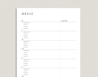 Meal Plan Printable | Weekly Meal Prep Planner | Fillable Form