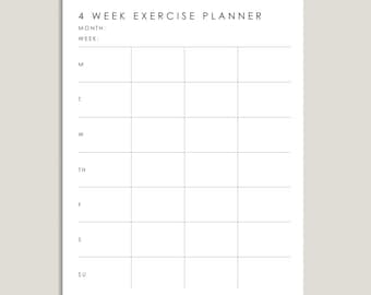 Modern Minimal Exercise Tracker | Fillable Workout Planner