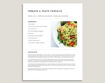 Recipe Binder Template 8.5x11 - MODERN COLLECTION | Recipe Book Template Printable | Simple Minimal Recipe Template