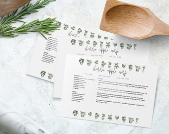 Modern Botanical Editable Recipe Card Template | Recipe Card Printable | Fillable Recipe Card