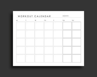 exercise calendar etsy
