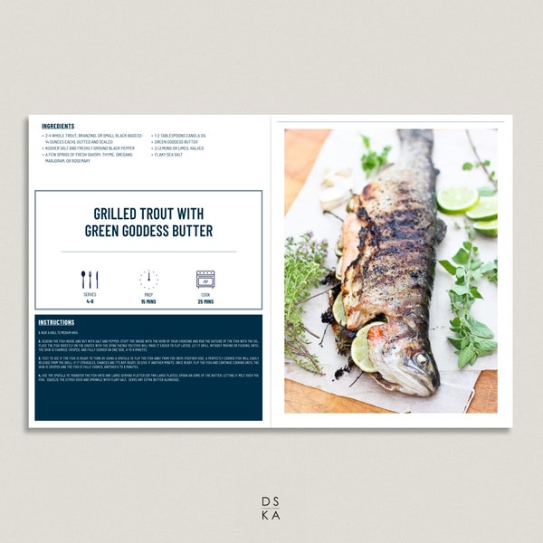 8.5x11 Editable Recipe Book Template - ALCOVE COLLECTION | Recipe Book Printable | Scandinavian Recipe Template