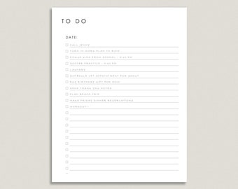 Modern To Do List Printable | Check List Printable | Fillable PDF