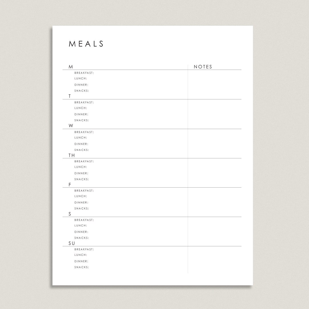 Fillable Meal Plan Printable | Weekly Meal Prep Planner - Etsy UK