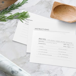 Modern Recipe Card Template Printable | Fillable PDF 3x5 Template