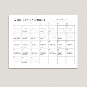 Modern Minimal Monthly Calendar Fillable Form Printable | Monthly ...