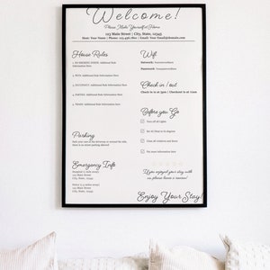 1 Page Airbnb Welcome Sign Template Welcome Guide AirBnB Airbnb Rental Check Out Sign Airbnb WIFI sign Template image 8