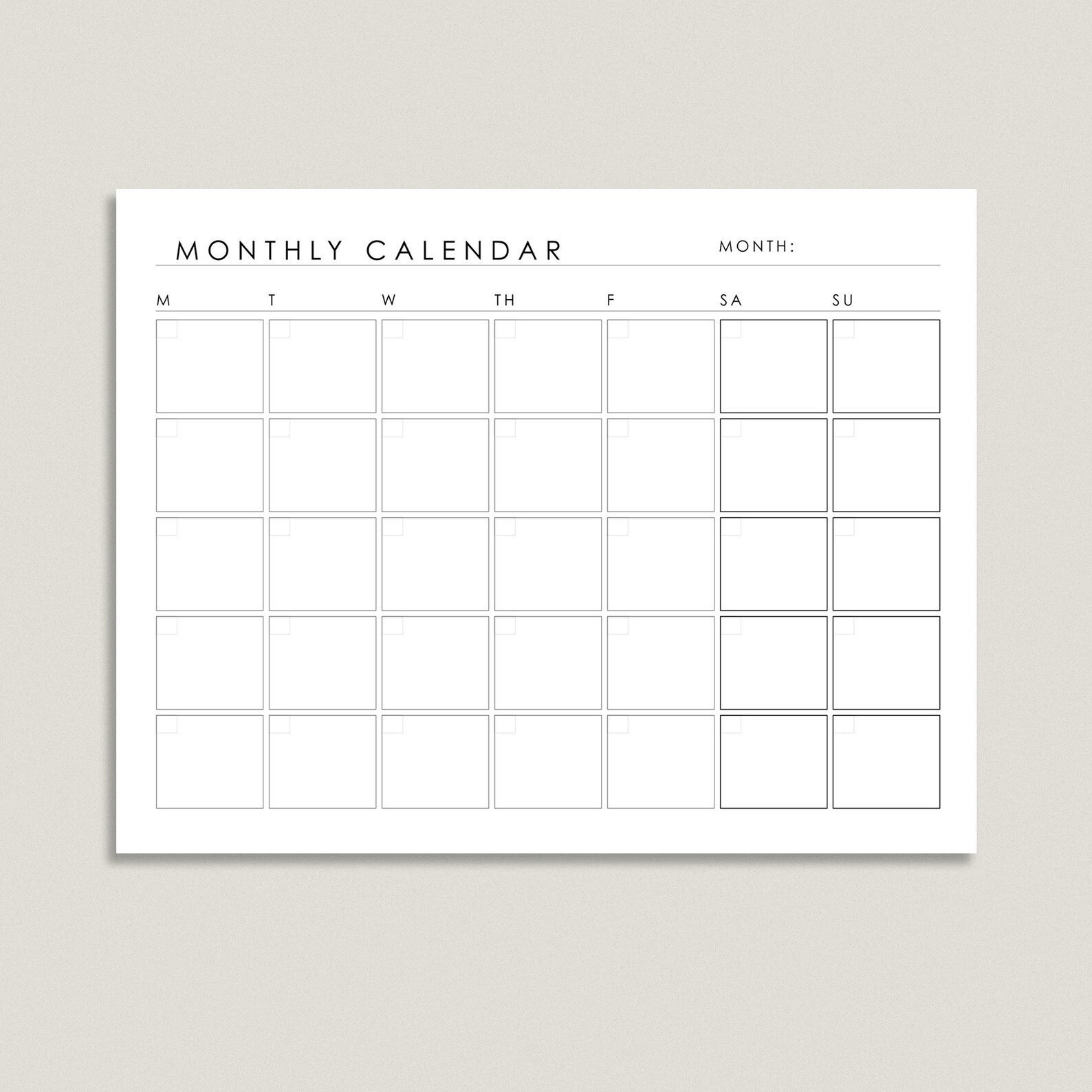 Modern Minimal Monthly Calendar Fillable Form Printable | Monthly ...