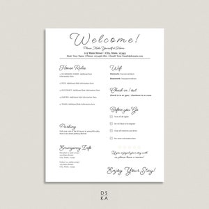 1 Page Airbnb Welcome Sign Template Welcome Guide AirBnB Airbnb Rental Check Out Sign Airbnb WIFI sign Template image 4