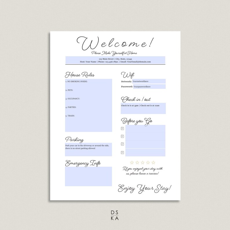 1 Page Airbnb Welcome Sign Template Welcome Guide AirBnB Airbnb Rental Check Out Sign Airbnb WIFI sign Template image 3