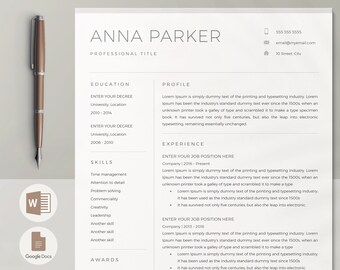 resume template etsy professional resumes template