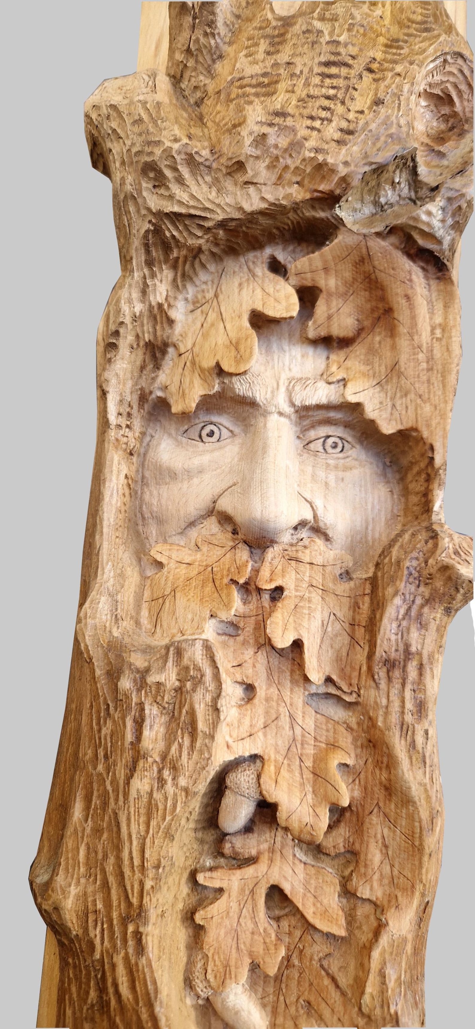 Wood Spirit Carving Green Man Italian Chestnut Tree Face With Oak ...