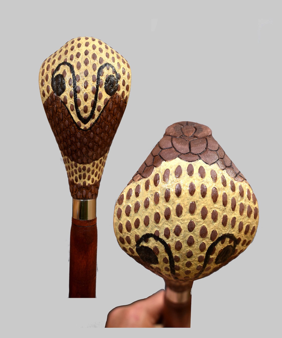 Common Cobra Snake Wooden Walking Stick hand Carved Cane Art Etsy