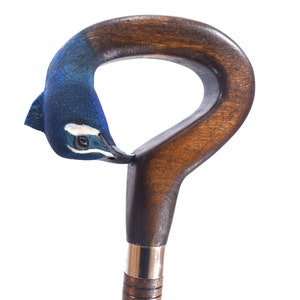 walking stick for womanpeacock head,realistic art wooden walking cane for bird lovers made in Italy