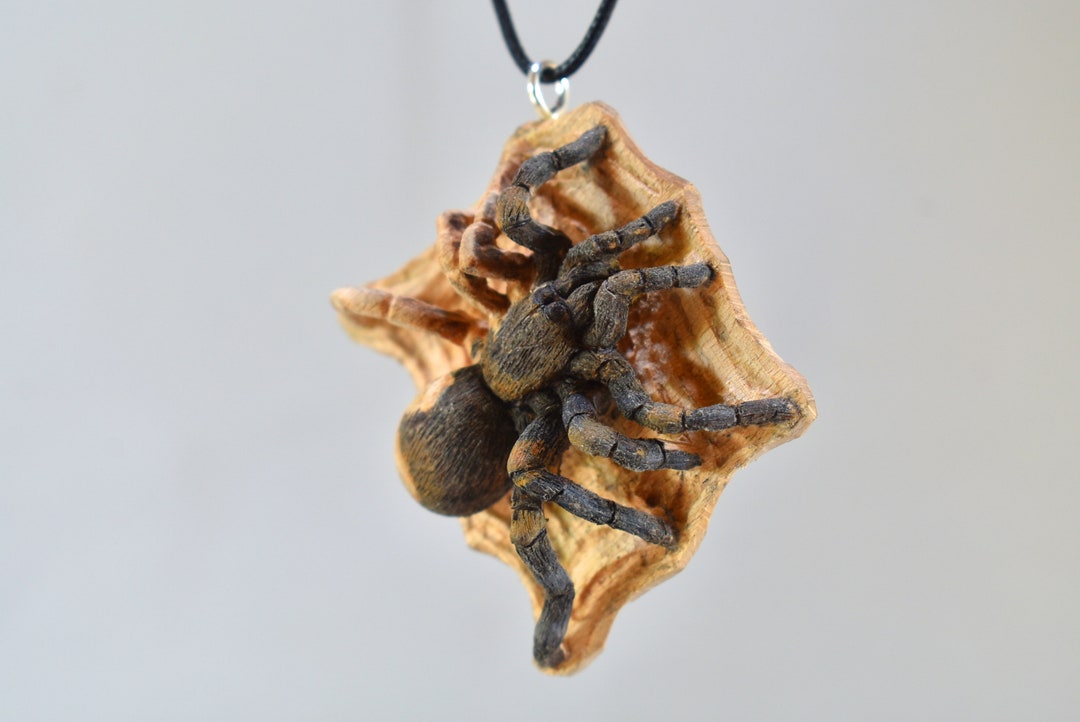 Realistic Spider Jewelry Pendant, Wooden Tarantula Insect Lover Gift Etsy