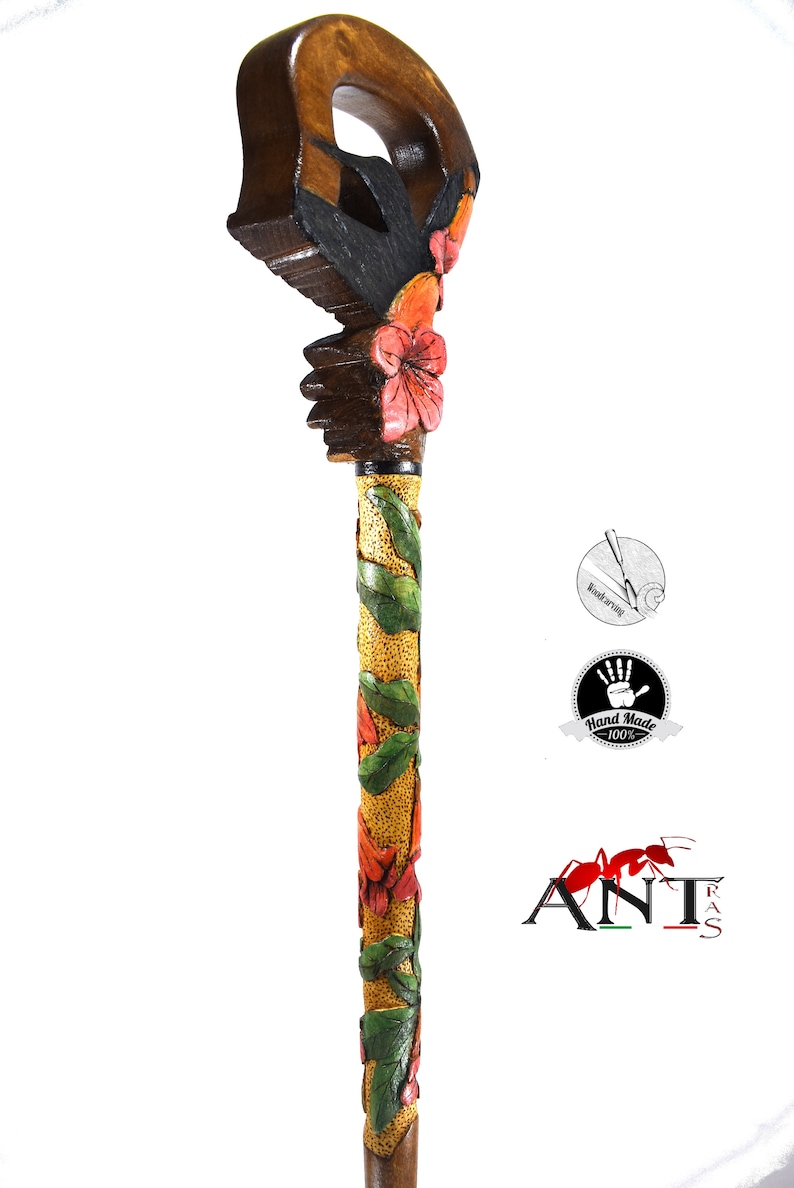 Ladies Walking Canes Hummingbird With Trubet Vines Wooden Etsy Australia