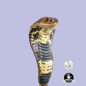 Common cobra snake wooden walking stick, hand carved cane art wood snake sculpture, snake walking stick for sale image 7