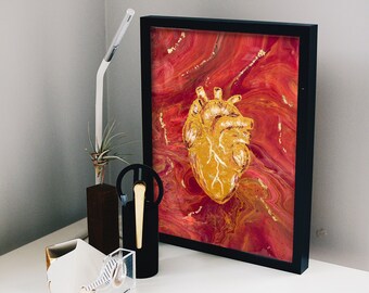 Acrylic Pour Heart Painting