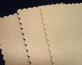 Scalloped Paper 24/set | Blank Scalloped Paper | Rustic Scalloped Sheets | Scalloped Cardstock  | Wedding Paper | DIY Paper| Kraft Paper