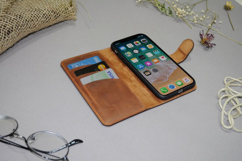 iPhone XXS Leather Wallet Case 5.8 iPhone 10 Magnetic Detachable Removable cover