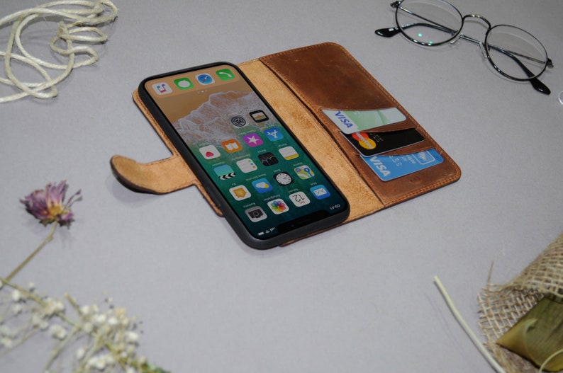 iPhone XXS Leather Wallet Case 5.8 iPhone 10 Magnetic Detachable Removable cover