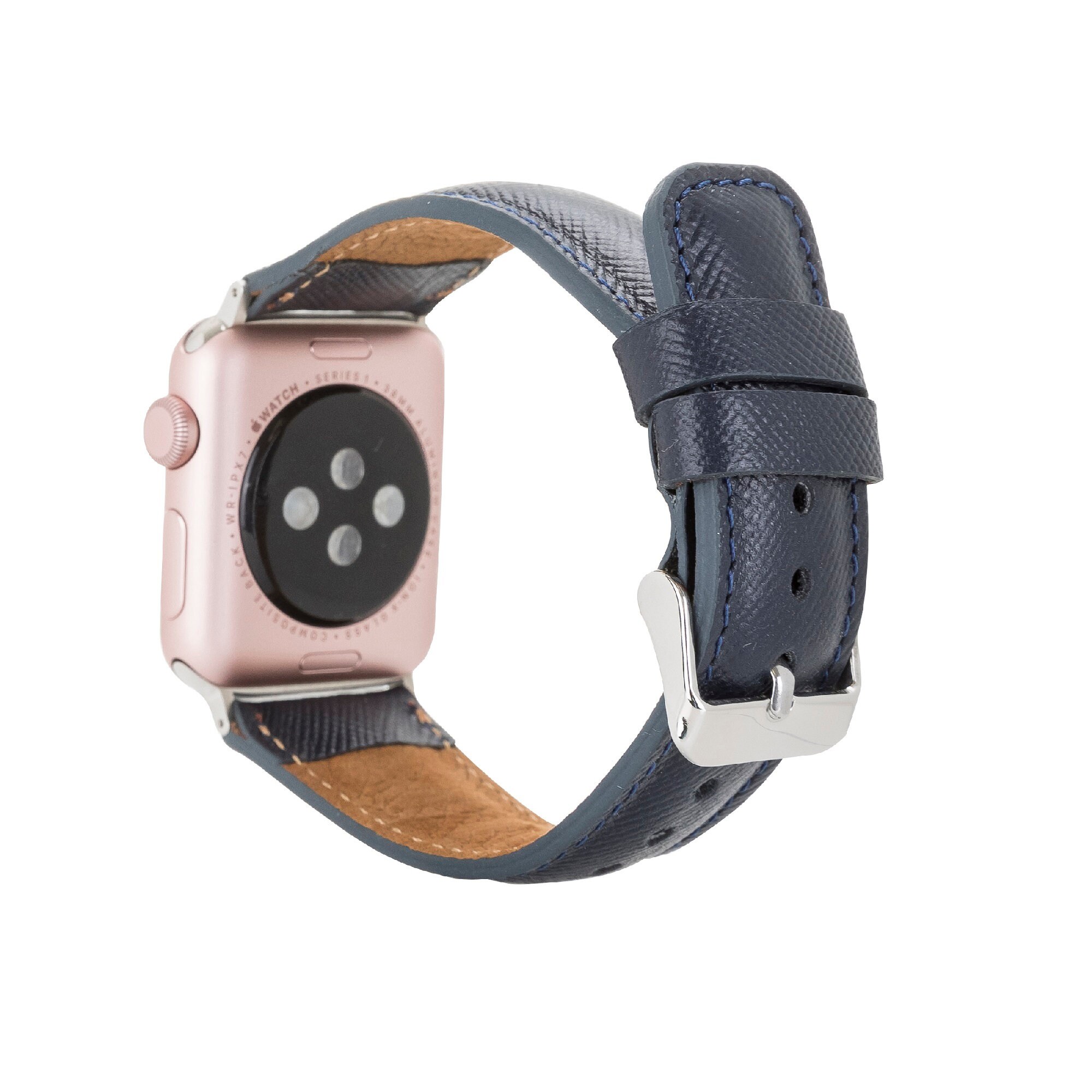 Saffiano Navy Blue Leather Apple Watch Band 42mm 38mm 40mm Etsy