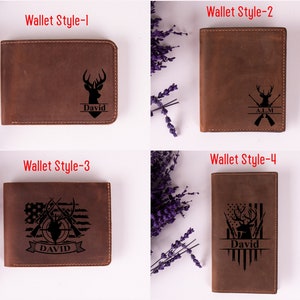 Hunting Lovers Engraved Leather Wallet