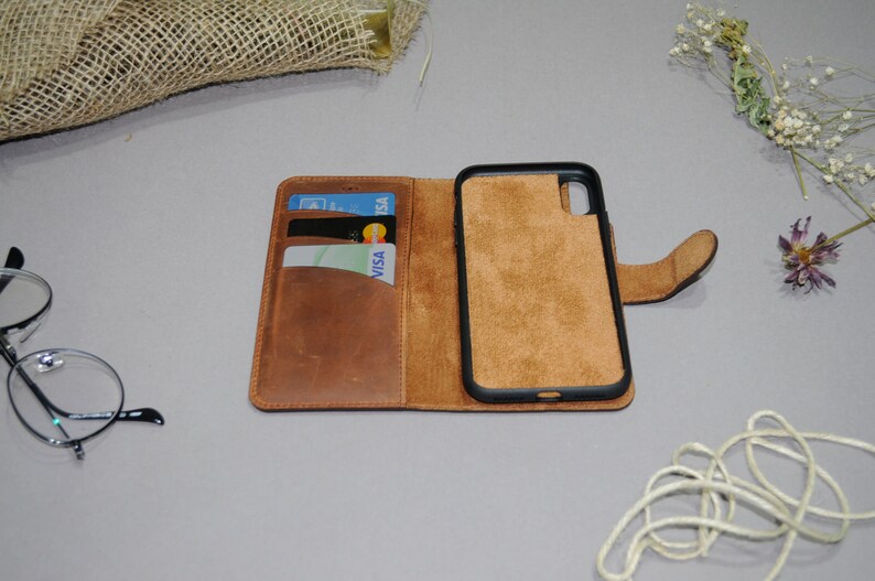 iPhone XXS Leather Wallet Case 5.8 iPhone 10 Magnetic Detachable Removable cover