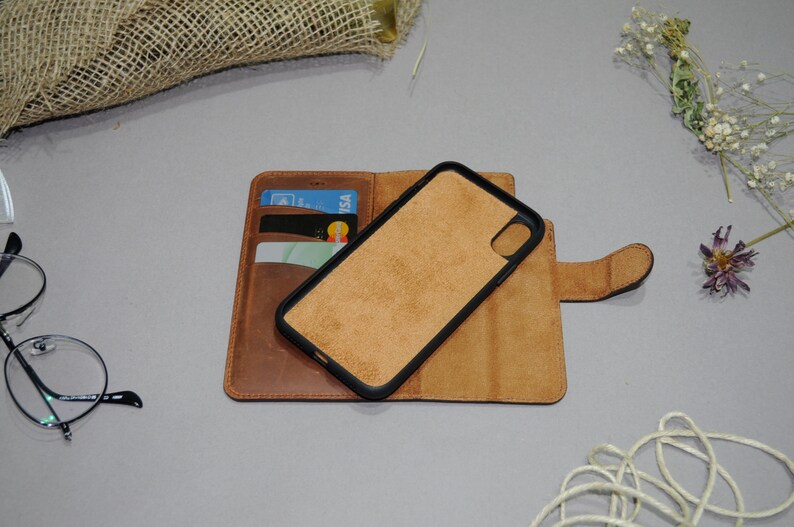 iPhone XXS Leather Wallet Case 5.8 iPhone 10 Magnetic Detachable Removable cover