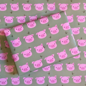 Pig on Grass Print Recyclable Gift Wrapping Paper | Animals