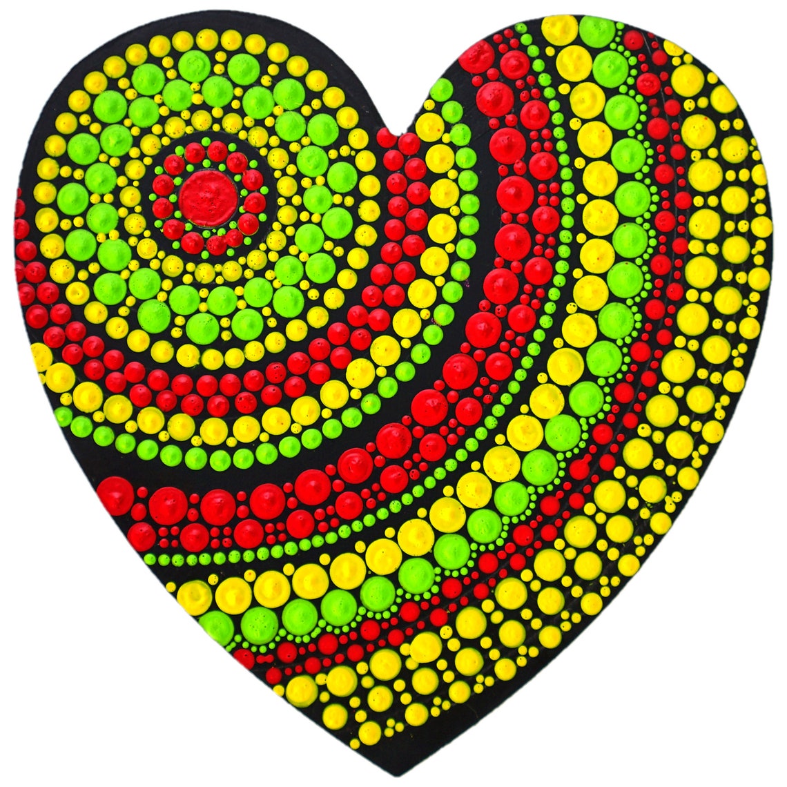 Mandala in heart shape handpainted mandala in cherry red | Etsy