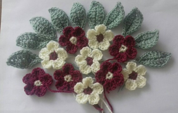 Set 3/6/9 Crochet Shades of Blue Roses Flower Applique Embellishment 14  Colors
