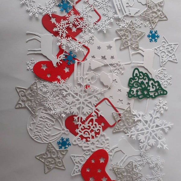 50 Christmas die cut card shapes. Random selection. Cardmaking, scrapbook,  crafts.
