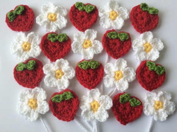 Set of 20 Crochet pink flowers card making 5cm scrapbook Handmade,craft