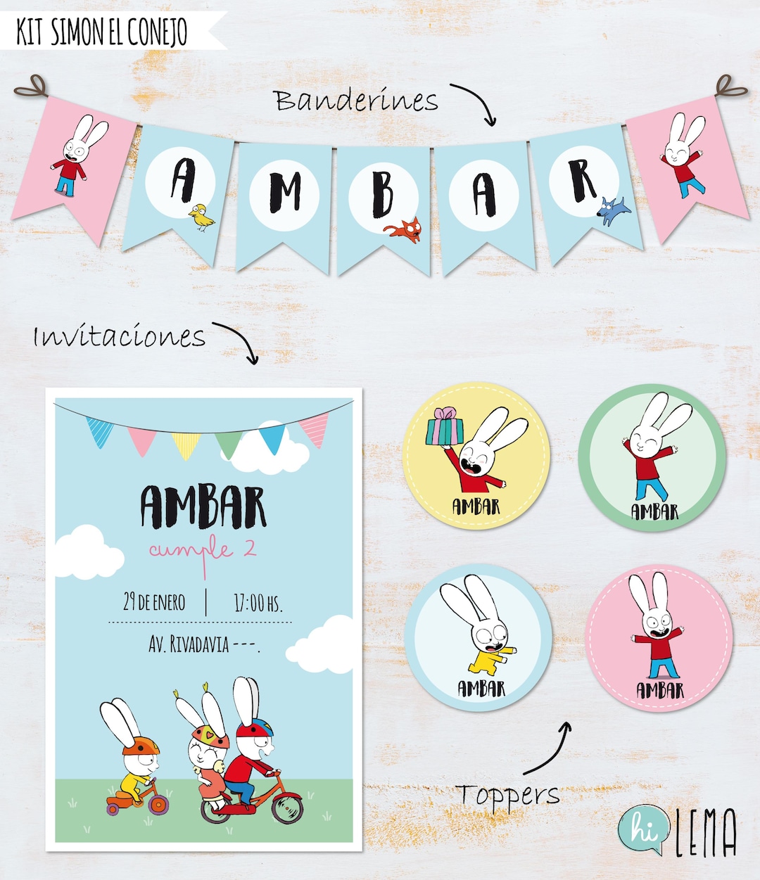 Simon the Rabbit Printable Kit for Girls - Etsy UK