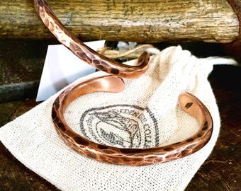 Slim Rustic Hand-Forged Copper Cuff Bracelet