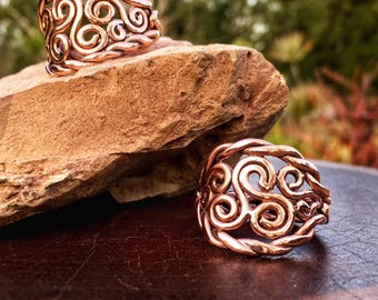 Triskelion Celtic Braid Copper Ring