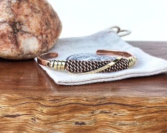 Tribal Twist Copper & Bronze Cuff – Handcrafted Artisan Bracelet