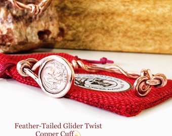 Feather Tailed Glider Twist Copper Cuff Bracelet – Handcrafted Artisan Bracelet