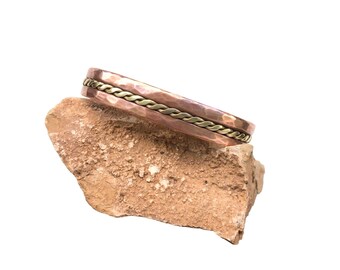 Chunky Copper & Bronze Twist Cuff Bracelet