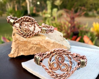 Triskelion Tensor Field Copper Cuff Bracelet