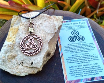 Triskelion Sacred & Lost Tensor Field Copper Pendant- 144MHz, 177MHz, Frequencies • EMF Protection • Healing Copper Necklace