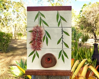 Bottle Brush Flower Stingless Native Bee Hive eduction/budding box