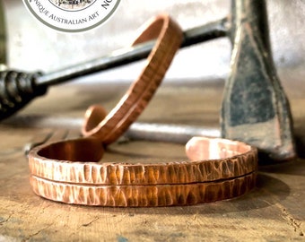 Chunky Chipper Hammer Tone Copper Cuff Bracelet