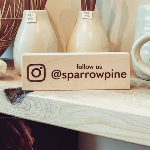 Social Media Handle - Hashtag Tabletop Sign - Modern Wood Sign - Scandinavian Style - Minimalist Business Signage - Instagram - Facebook