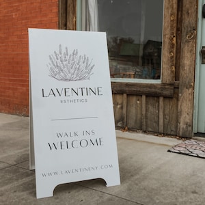 Custom A-Frame Sign, Minimalist White Sandwich Board Sign, Metal Magnetic Sidewalk Sign, Wedding, Business, Event Display, Exterior Sign