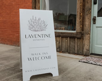 Custom Metal A-Frame Sign - Minimalist White Sandwich Board - Magnetic Sidewalk Sign - Wedding & Event Display - Outdoor Business Sign