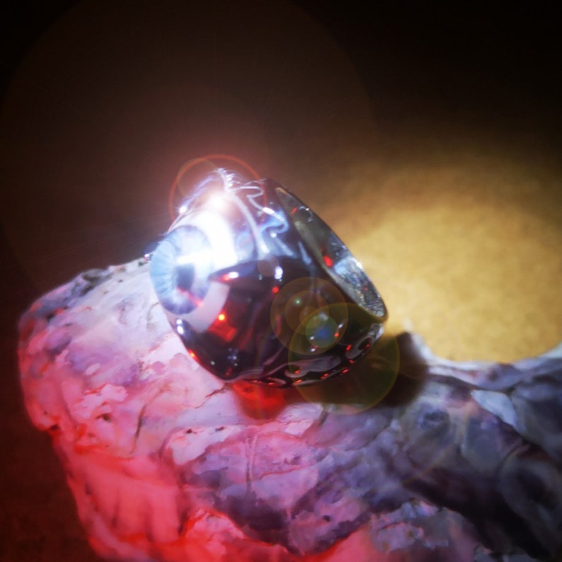Djinn Eye of Cat Magick Vessel Haunted Companion Witch Talisman Ring Sz 8