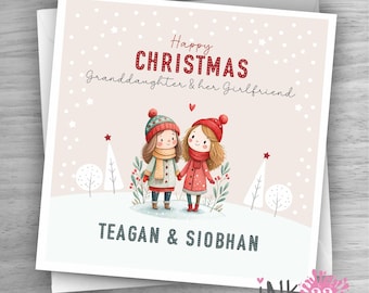 Personalised Christmas card, Special Couple Granddaughter & Girlfriend, Grandson and Boyfriend, Grandson Girlfriend, Granddaughter Boyfriend