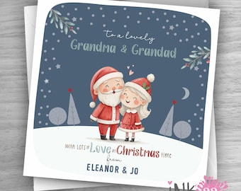 Cute Personalised Christmas card, Special Couple, Gran & Grandad Grandma Mum and Dad Auntie Uncle Nana Grandpa Mr/Mrs Santa Claus